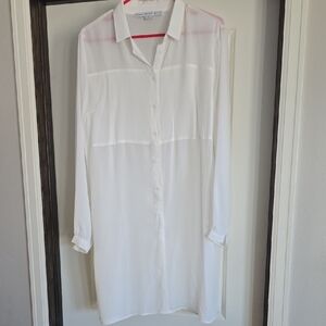 White Button-Up Long Sleeve Sheer Blouse